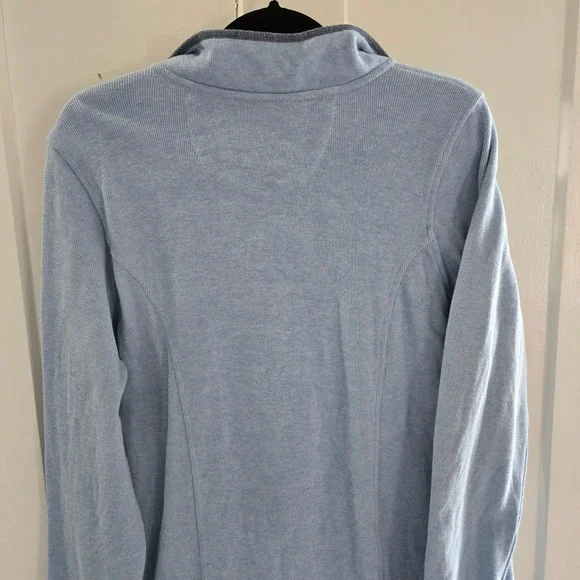 Orvis Womens Signature Floral Trim Quarter Zip Sweatshirt Blue, Size Med, Ribbed - Picture 9 of 13